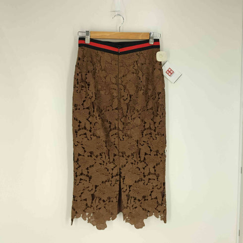 ダブルスタンダードクロージング DOUBLE STANDARD CLOTHING ロゴワッペン 花柄レース タイトスカート レディース JPN:38